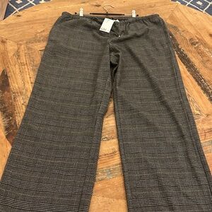 H&M Women's Black and Gray Plaid Wide Leg Pants